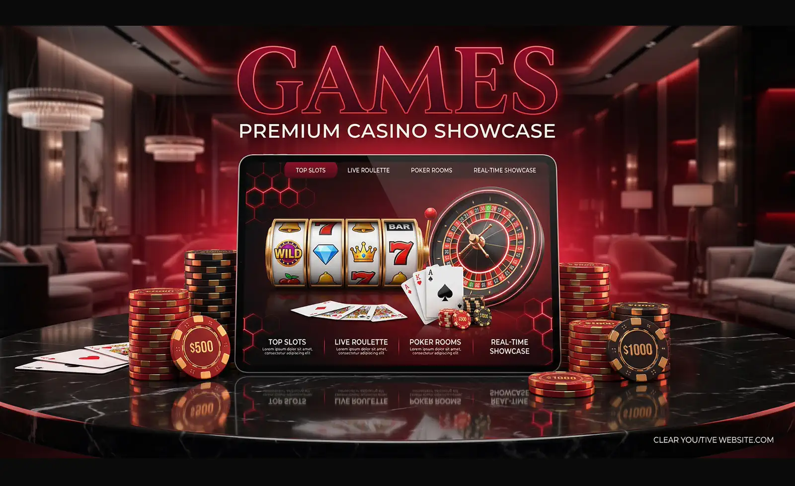 Rolla Casino games showcase image with slots and roulette on tablet display