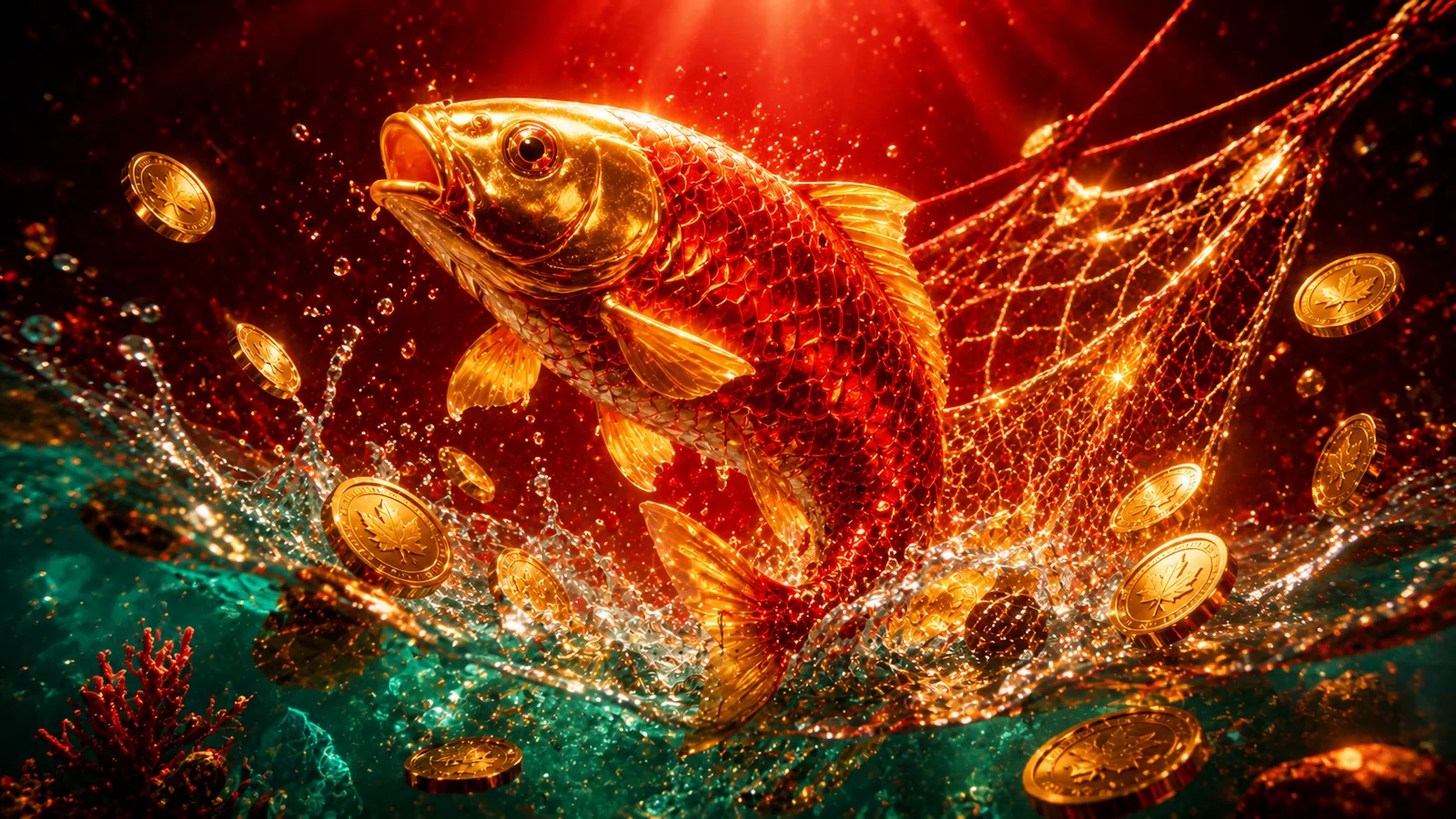 Ocean King 3 slot art with golden fish